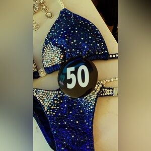 Blue Rhinestone Competition Bikini